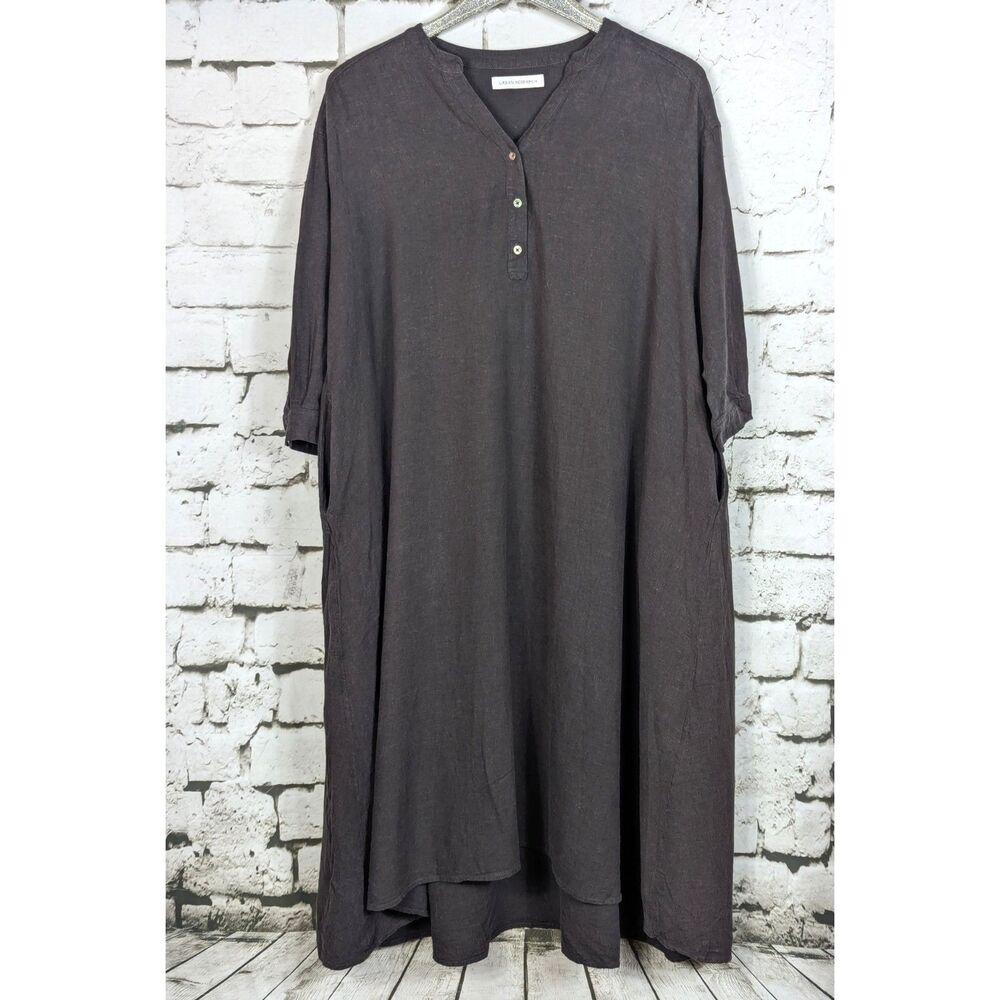 URBAN RESEARCH Lagenlook Minimalist A-Line Linen Maxi Dress Pockets Free Size